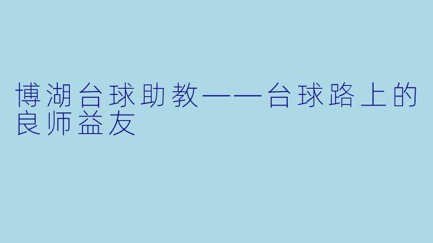 博湖台球助教——台球路上的良师益友