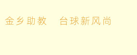 金乡助教 台球新风尚