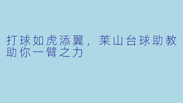 打球如虎添翼，莱山台球助教助你一臂之力