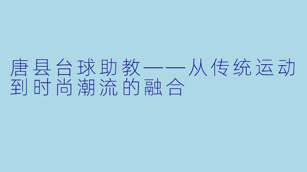 唐县台球助教——从传统运动到时尚潮流的融合