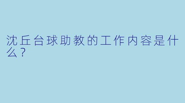沈丘台球助教的工作内容是什么？