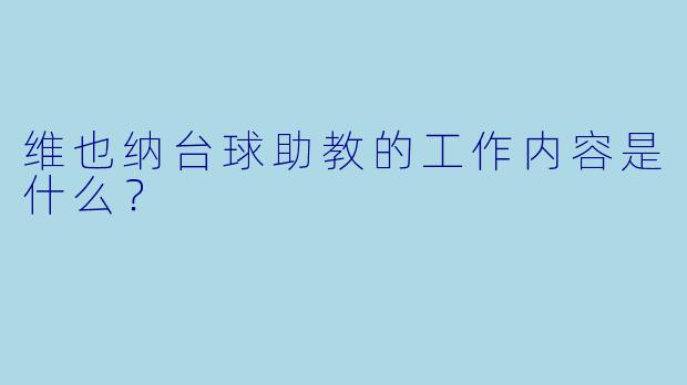 维也纳台球助教的工作内容是什么？