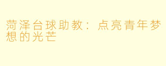 菏泽台球助教：点亮青年梦想的光芒