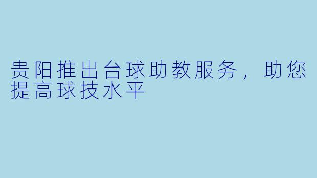 贵阳推出台球助教服务，助您提高球技水平