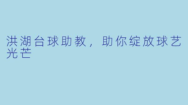 洪湖台球助教，助你绽放球艺光芒