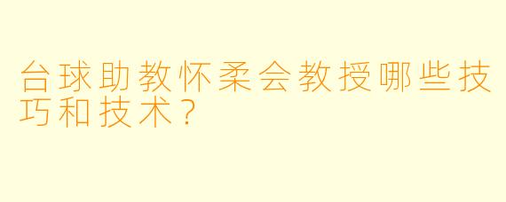 台球助教怀柔会教授哪些技巧和技术？