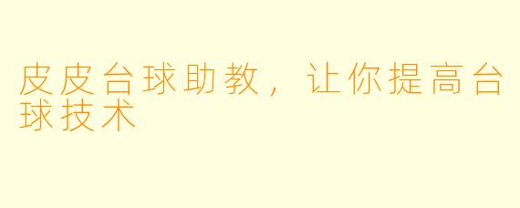 皮皮台球助教，让你提高台球技术