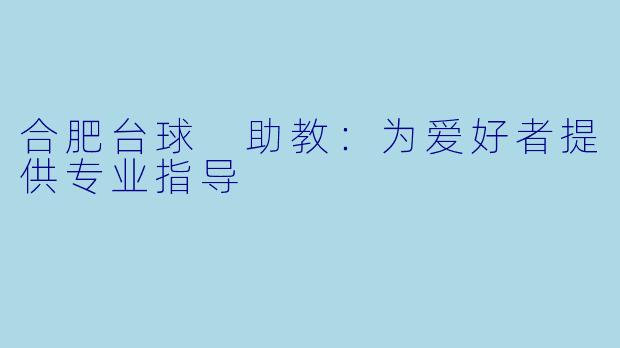 合肥台球 助教：为爱好者提供专业指导