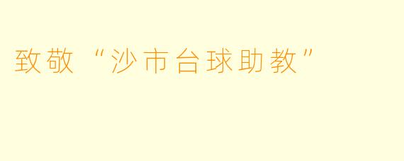 致敬“沙市台球助教”