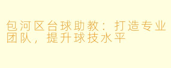 包河区台球助教：打造专业团队，提升球技水平