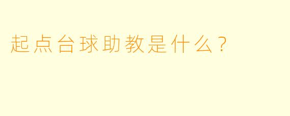 起点台球助教是什么？