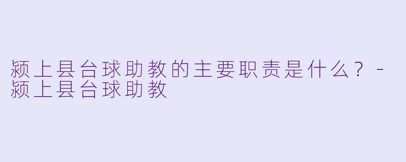 颍上县台球助教的主要职责是什么？