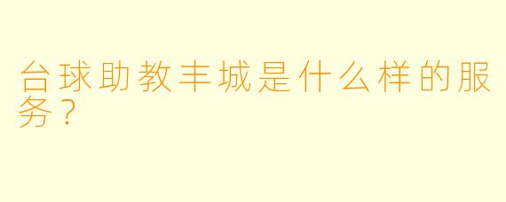 台球助教丰城是什么样的服务？