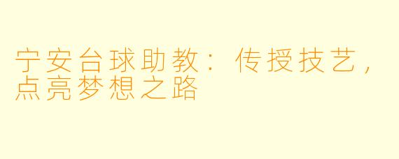 宁安台球助教：传授技艺，点亮梦想之路