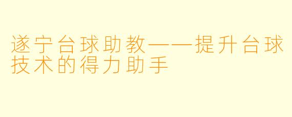 遂宁台球助教——提升台球技术的得力助手