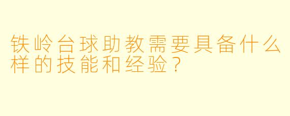 铁岭台球助教需要具备什么样的技能和经验？