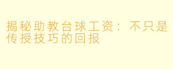 揭秘助教台球工资:不只是传授技巧的回报