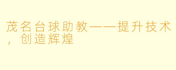茂名台球助教——提升技术，创造辉煌