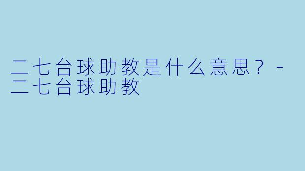 二七台球助教是什么意思？