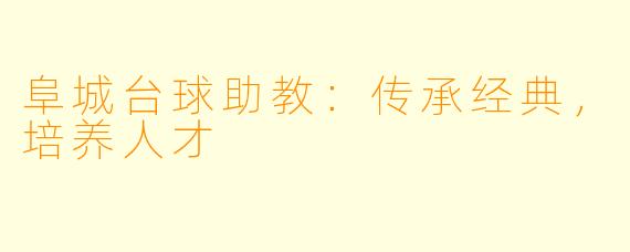 阜城台球助教：传承经典，培养人才
