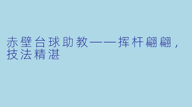 赤壁台球助教——挥杆翩翩，技法精湛