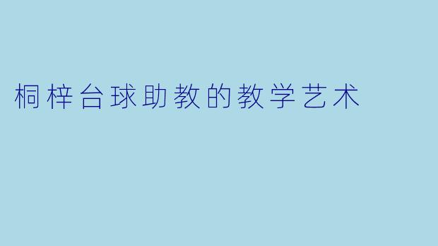 桐梓台球助教的教学艺术