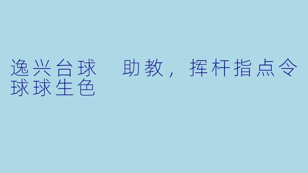 逸兴台球 助教，挥杆指点令球球生色