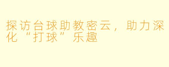 探访台球助教密云,助力深化“打球”乐趣