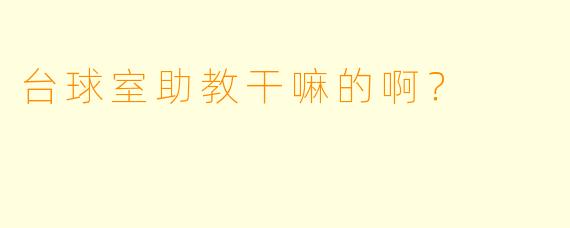 台球室助教干嘛的啊？