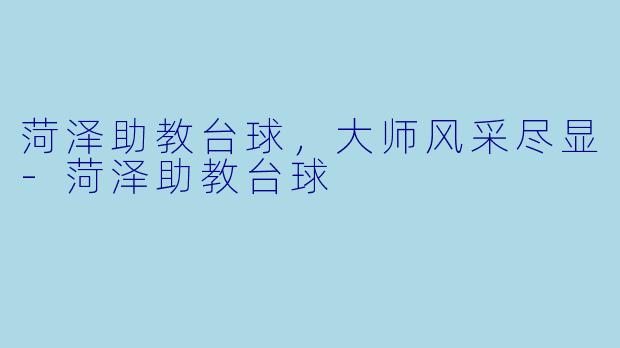 菏泽助教台球，大师风采尽显-菏泽助教台球