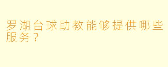 罗湖台球助教能够提供哪些服务？