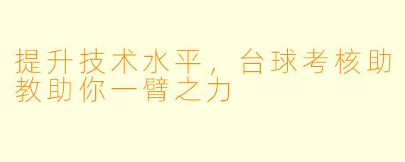 提升技术水平，台球考核助教助你一臂之力