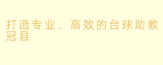 打造专业、高效的台球助教冠县