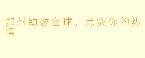 郑州助教台球，点燃你的热情