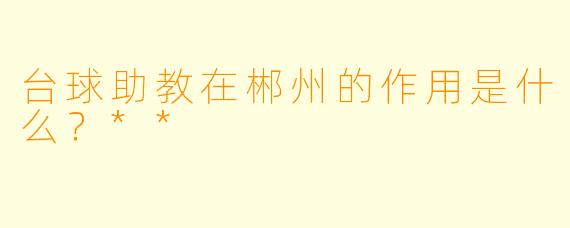 台球助教在郴州的作用是什么？**