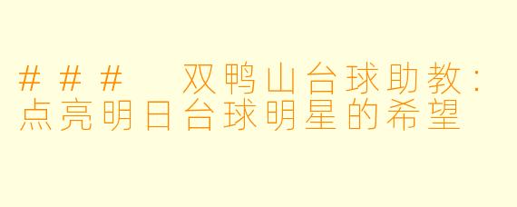### 双鸭山台球助教：点亮明日台球明星的希望