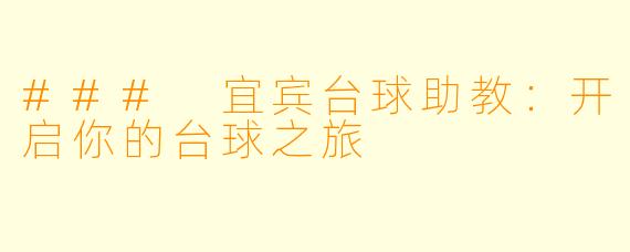 ### 宜宾台球助教：开启你的台球之旅