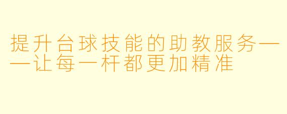 提升台球技能的助教服务——让每一杆都更加精准