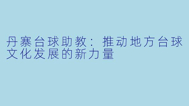 丹寨台球助教：推动地方台球文化发展的新力量