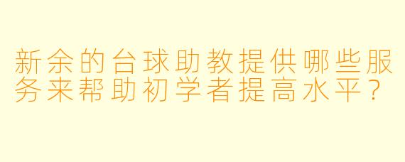 新余的台球助教提供哪些服务来帮助初学者提高水平?