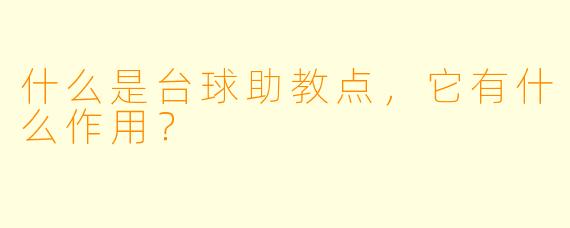 什么是台球助教点，它有什么作用？