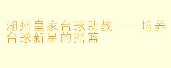 湖州皇家台球助教——培养台球新星的摇篮