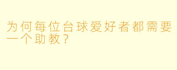 为何每位台球爱好者都需要一个助教？