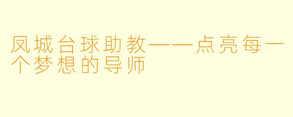 凤城台球助教——点亮每一个梦想的导师