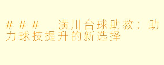 ### 潢川台球助教：助力球技提升的新选择