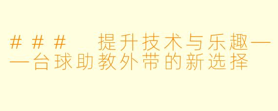 ### 提升技术与乐趣——台球助教外带的新选择