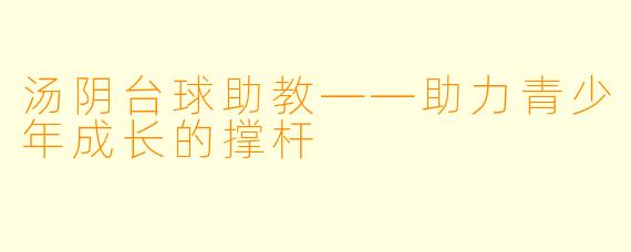 汤阴台球助教——助力青少年成长的撑杆