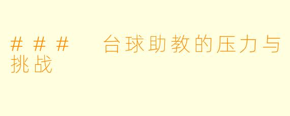 ### 台球助教的压力与挑战