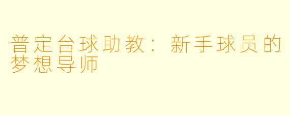 普定台球助教：新手球员的梦想导师