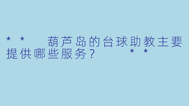 ** 葫芦岛的台球助教主要提供哪些服务？  **